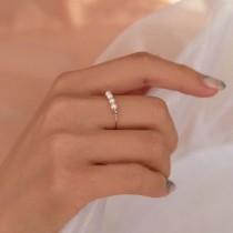 精緻輕奢華韓風S925純銀氣質個性珍珠線圈戒指 戒子 【歐耶會社Oh yes shop】